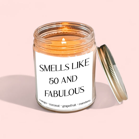 Smells Like 50 and Fabulous Birthday Candle | 50th Birthday Gift for Friend | The Gift Gala Shop Candle Co. (Copy)