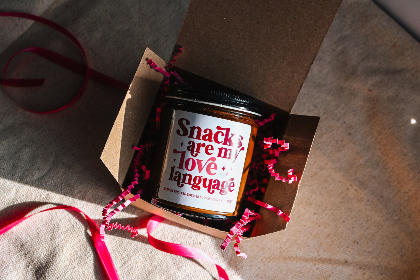 Snacks are My Love Language Candle | 8 oz Blueberry Cheesecake Soy Candle | Cute Valentines Day Decor | Handmade Scented Candle The Gift Gala Shop Candle Co. 