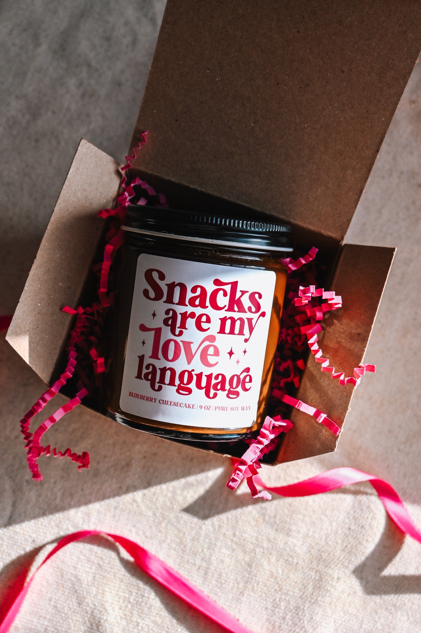 Snacks are My Love Language Candle | 8 oz Blueberry Cheesecake Soy Candle | Cute Valentines Day Decor | Handmade Scented Candle The Gift Gala Shop Candle Co. 