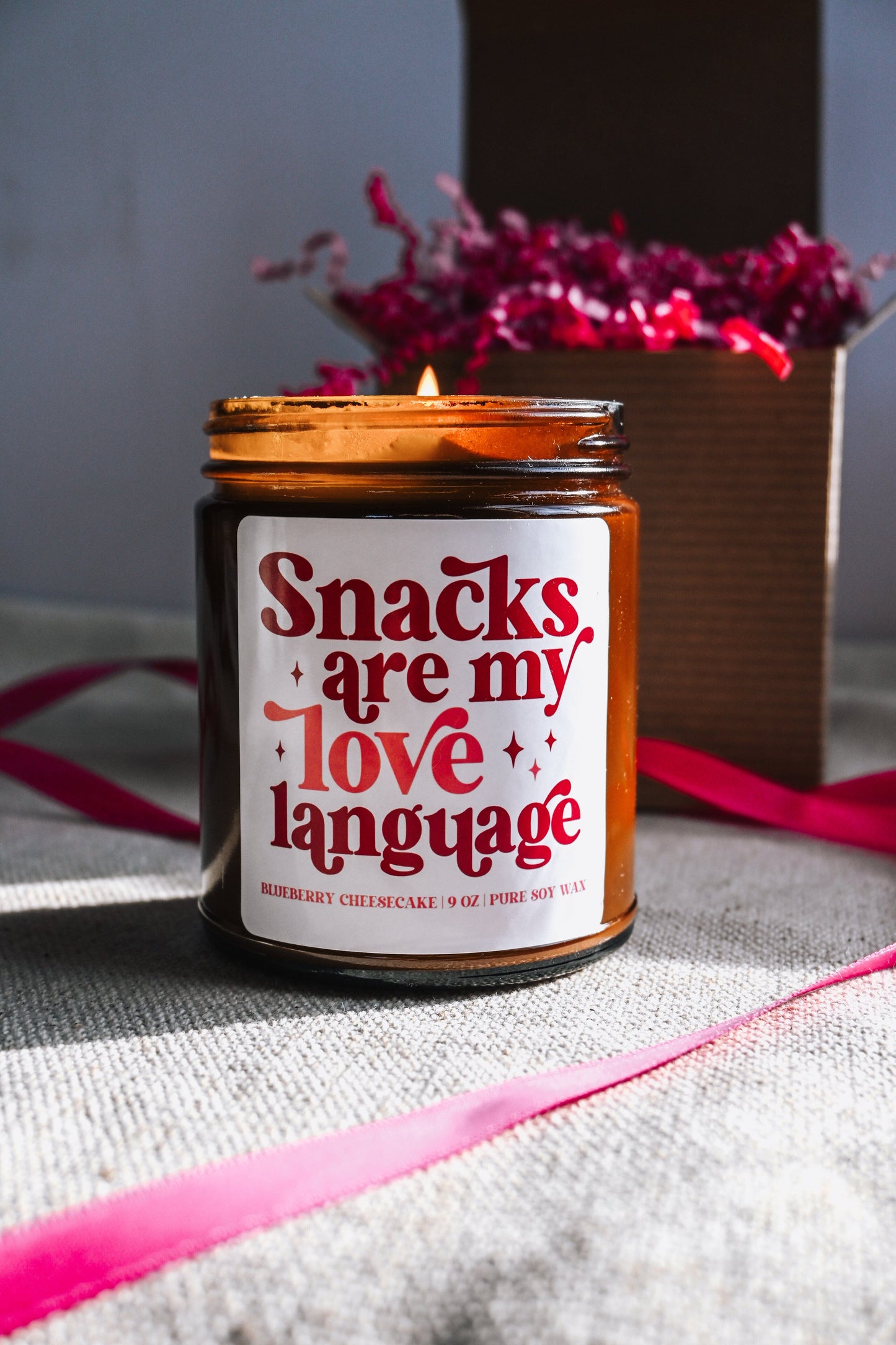 Snacks are My Love Language Candle | 8 oz Blueberry Cheesecake Soy Candle | Cute Valentines Day Decor | Handmade Scented Candle The Gift Gala Shop Candle Co. 