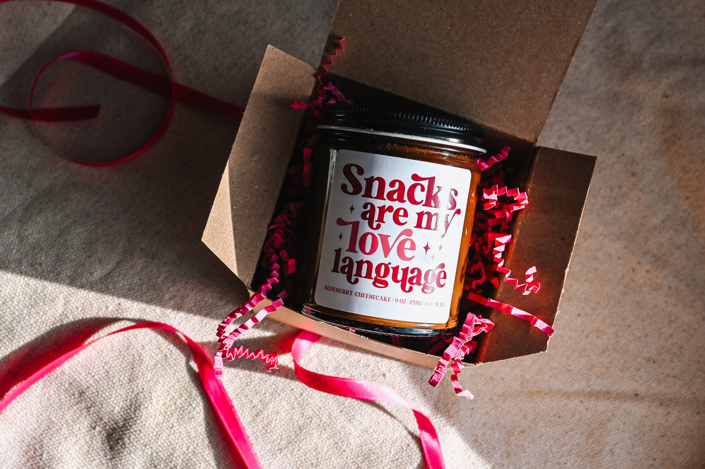 Snacks are My Love Language Candle | 8 oz Blueberry Cheesecake Soy Candle | Cute Valentines Day Decor | Handmade Scented Candle The Gift Gala Shop Candle Co. 