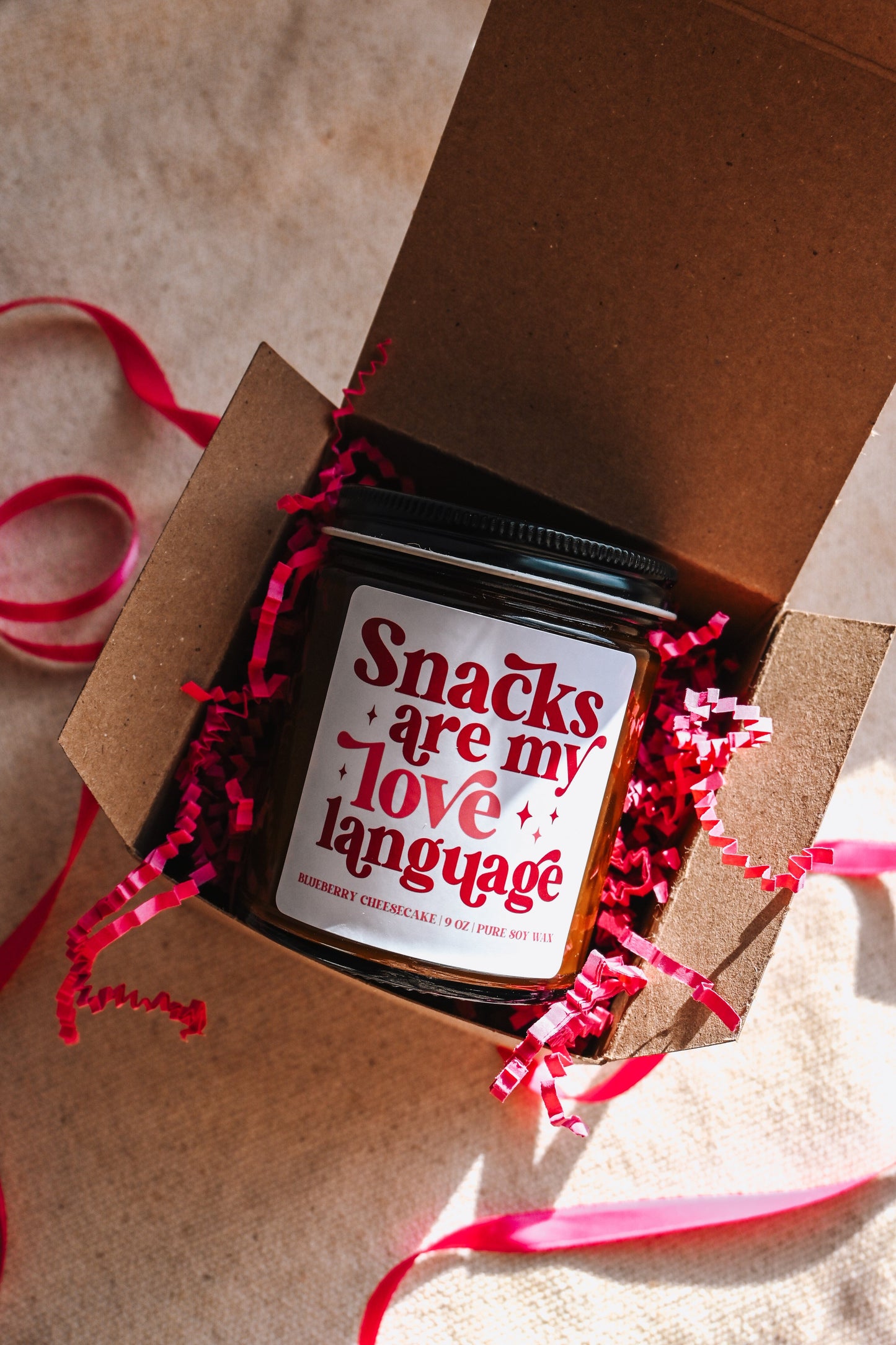 Snacks are My Love Language Candle | 8 oz Blueberry Cheesecake Soy Candle | Cute Valentines Day Decor | Handmade Scented Candle The Gift Gala Shop Candle Co. 