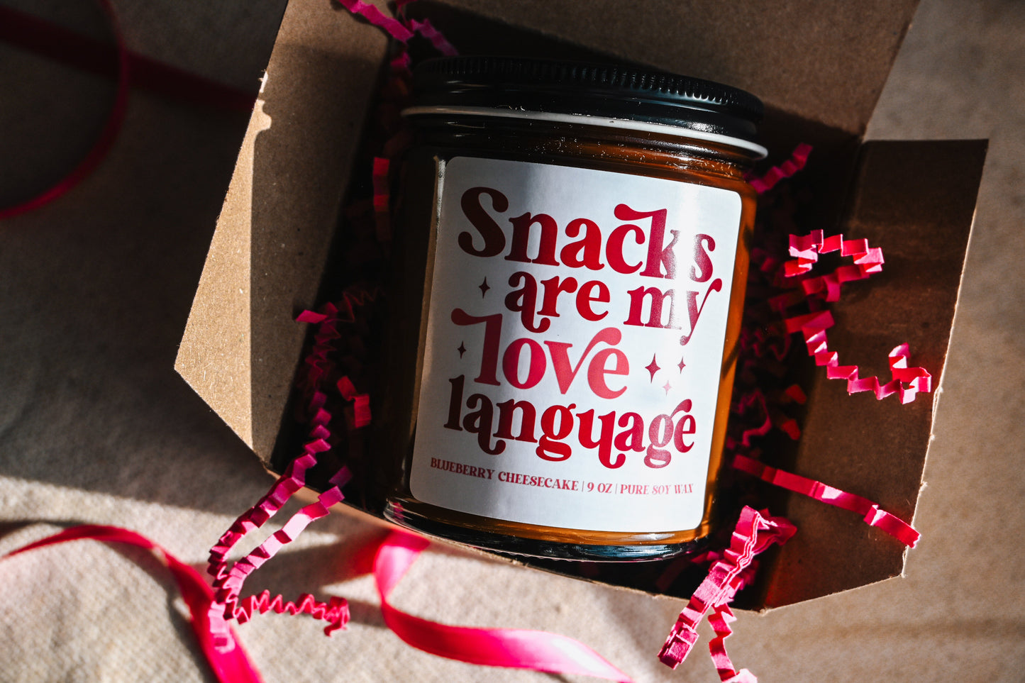 Snacks are My Love Language Candle | 8 oz Blueberry Cheesecake Soy Candle | Cute Valentines Day Decor | Handmade Scented Candle The Gift Gala Shop Candle Co. 