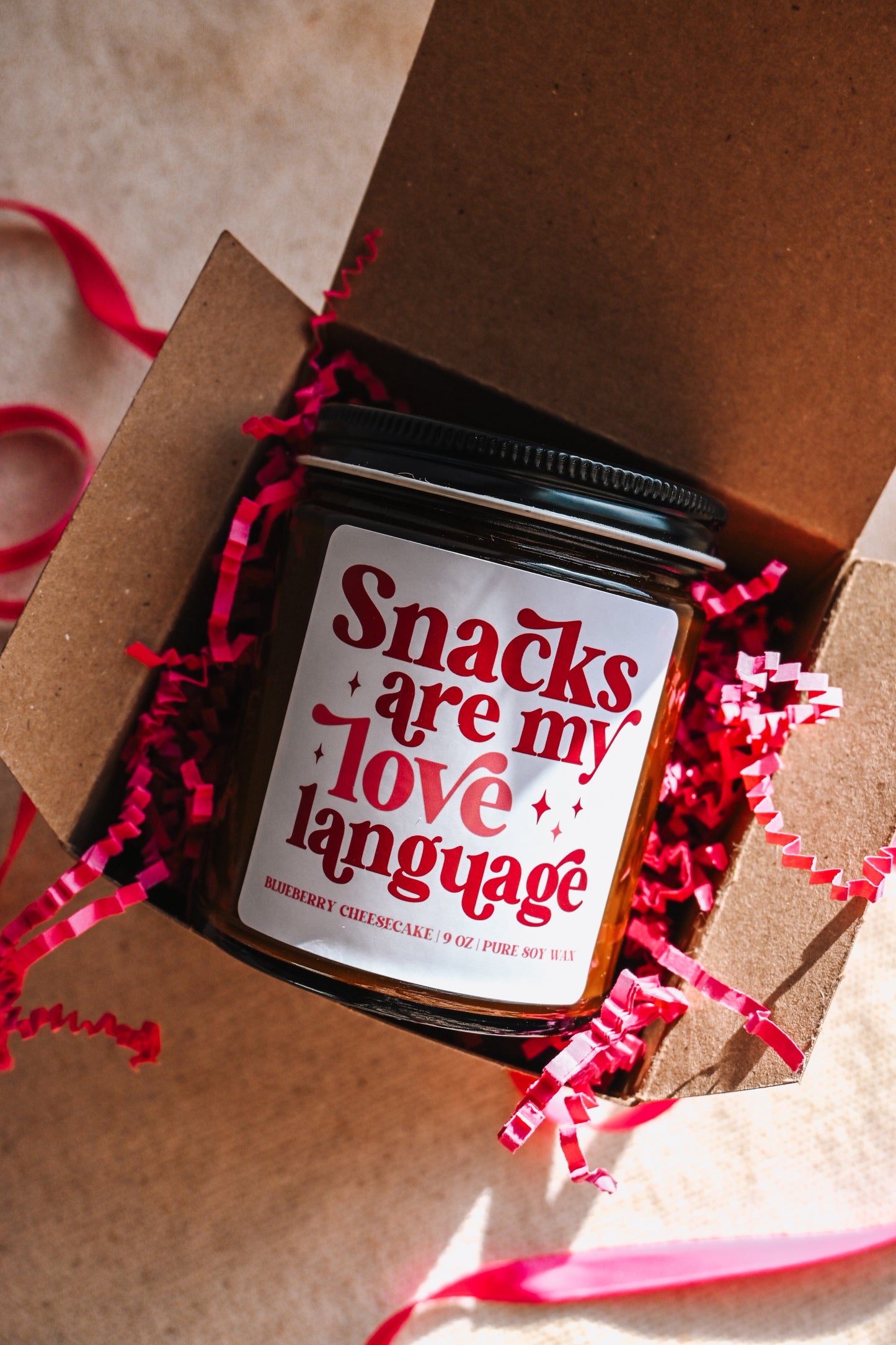 Snacks are My Love Language Candle | 8 oz Blueberry Cheesecake Soy Candle | Cute Valentines Day Decor | Handmade Scented Candle The Gift Gala Shop Candle Co. 