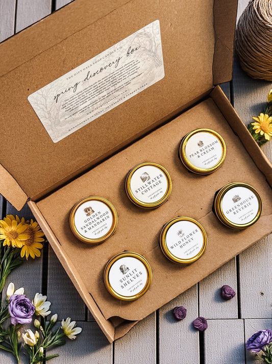 Spring Discovery Box Candle Set | Soy Candle Sampler | Non-Toxic Spring Scent Collection The Gift Gala Shop Candle Co. 