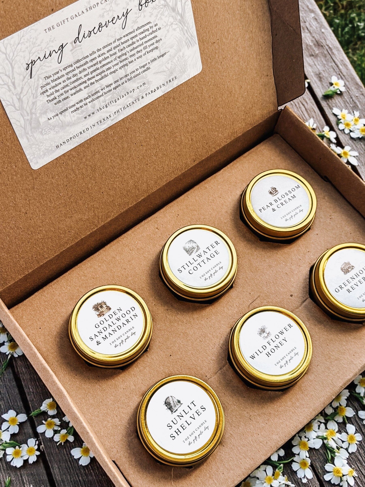 Spring Discovery Box Candle Set | Soy Candle Sampler | Non-Toxic Spring Scent Collection The Gift Gala Shop Candle Co. 