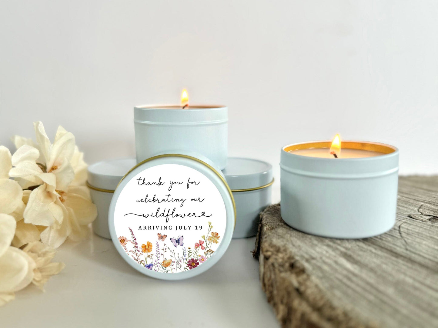 Spring Wildflower Baby Shower Candle Favors / Set of 10 Baby In Bloom Candles Candle Favors The Gift Gala Shop Candle Co. 