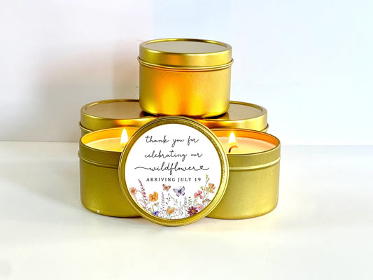 Spring Wildflower Baby Shower Candle Favors / Set of 10 Baby In Bloom Candles Candle Favors The Gift Gala Shop Candle Co.