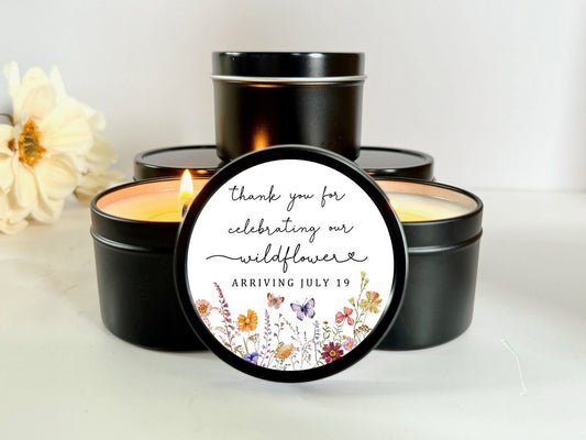 Spring Wildflower Baby Shower Candle Favors / Set of 10 Baby In Bloom Candles Candle Favors The Gift Gala Shop Candle Co.