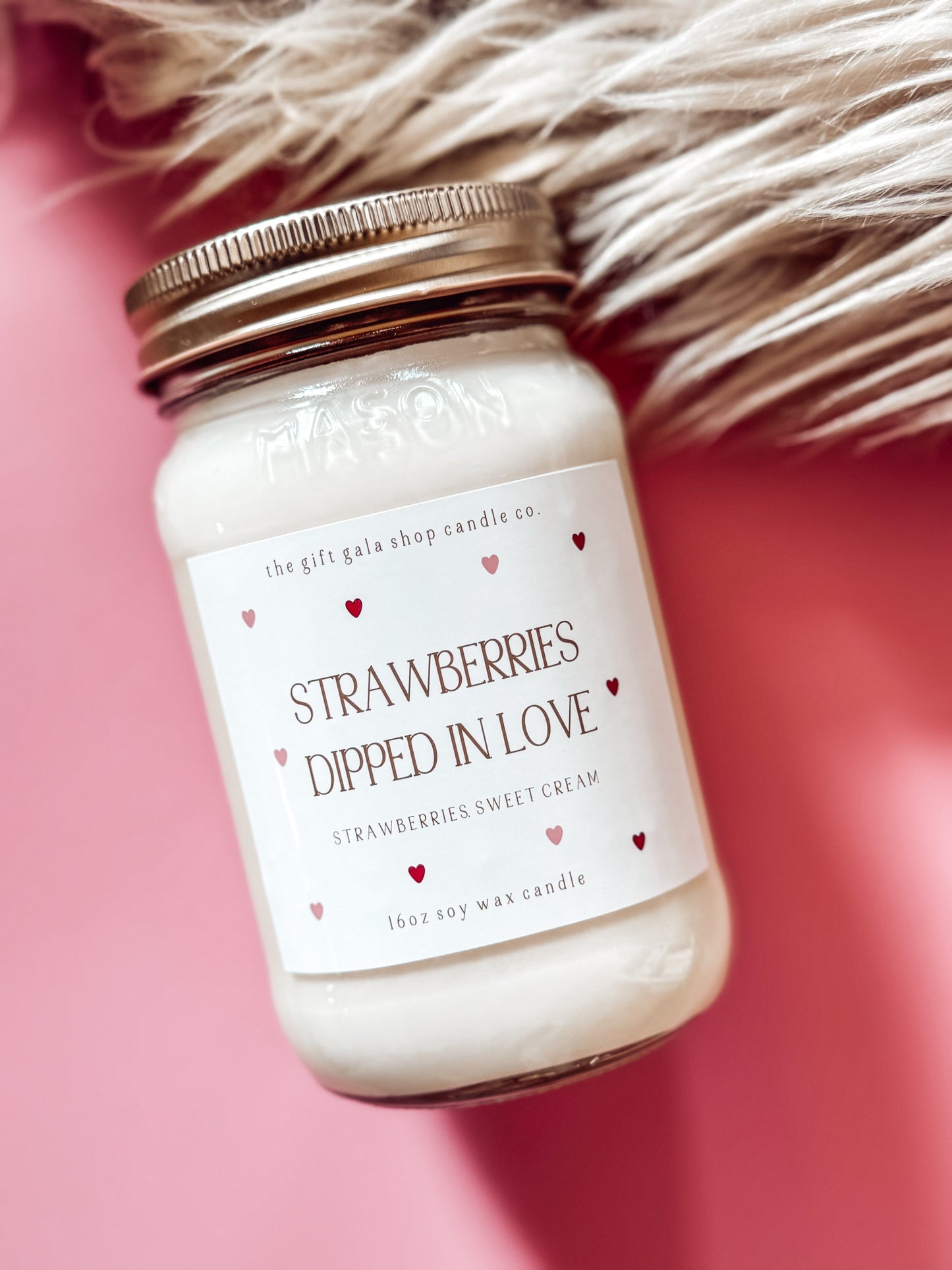 Strawberries Dipped in Love - 16 oz Valentine’s Soy Candle | Romantic Scented Candle Gift | Handmade Farmhouse Decor The Gift Gala Shop Candle Co. 