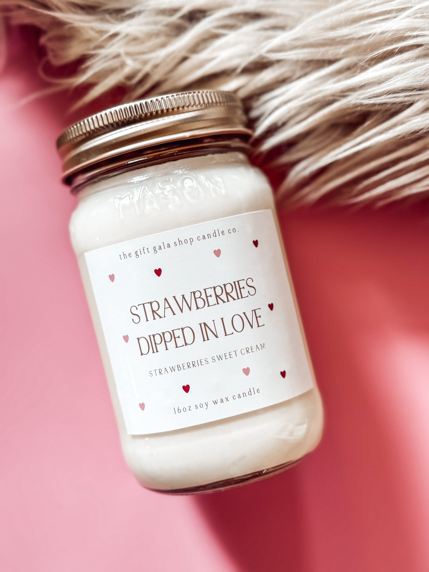 Strawberries Dipped in Love - 16 oz Valentine’s Soy Candle | Romantic Scented Candle Gift | Handmade Farmhouse Decor The Gift Gala Shop Candle Co. 