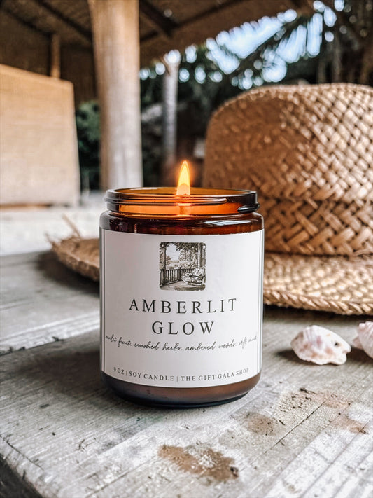 Summer Soy Candle | 9 oz Amber Jar Candle | Non-Toxic Home Fragrance | Beachy, Citrus & Cozy Luxury Scents The Gift Gala Shop Candle Co. 
