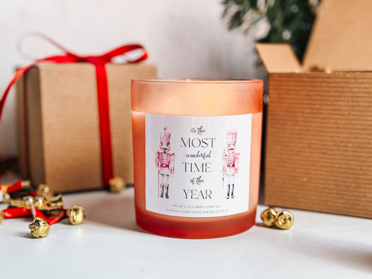 The Nutcracker Candle | Pink Christmas Home Decor | 12 oz Double Wick Long Lasting Candle Soy candle The Gift Gala Shop Candle Co.