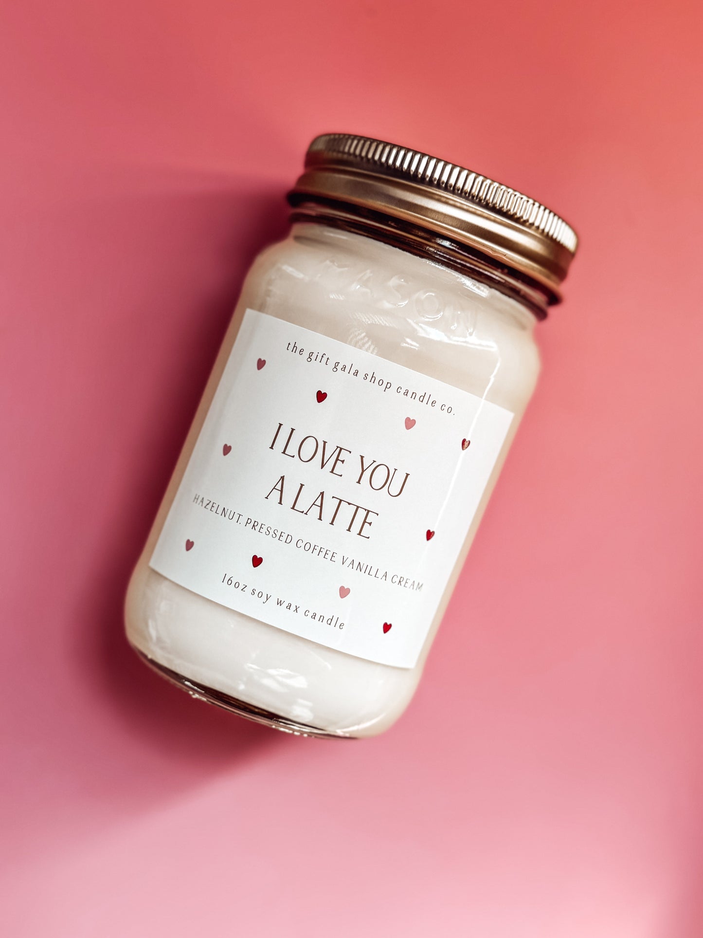 Valentines Soy Candle 16 oz - I Love You A Latte | Anniversary Gift for Girlfriend | Natural Handmade Fragrance| Farmhouse Valentines Decor The Gift Gala Shop Candle Co. 