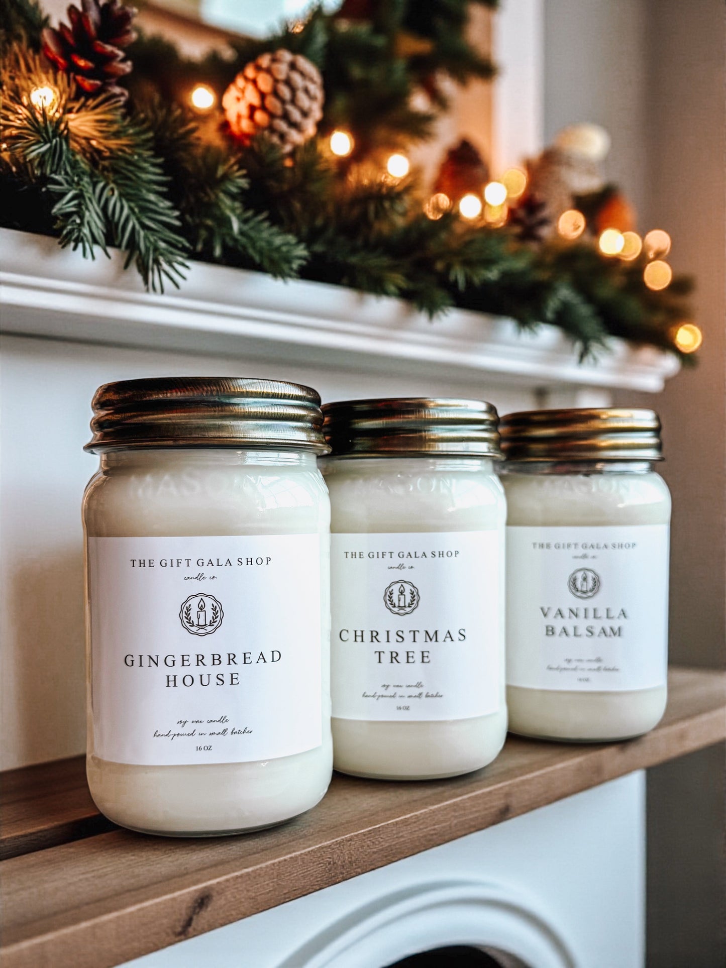 Vintage Christmas Mason Jar Soy Candles | Choose Scent | Antique Farmhouse Candles Thegiftgalashop 