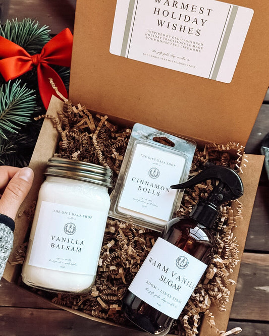 Vintage Farmhouse Winter Gift Box | Cozy Holiday Gift Set | Soy Candle + Room Spray + Wax Melt The Gift Gala Shop Candle Co.