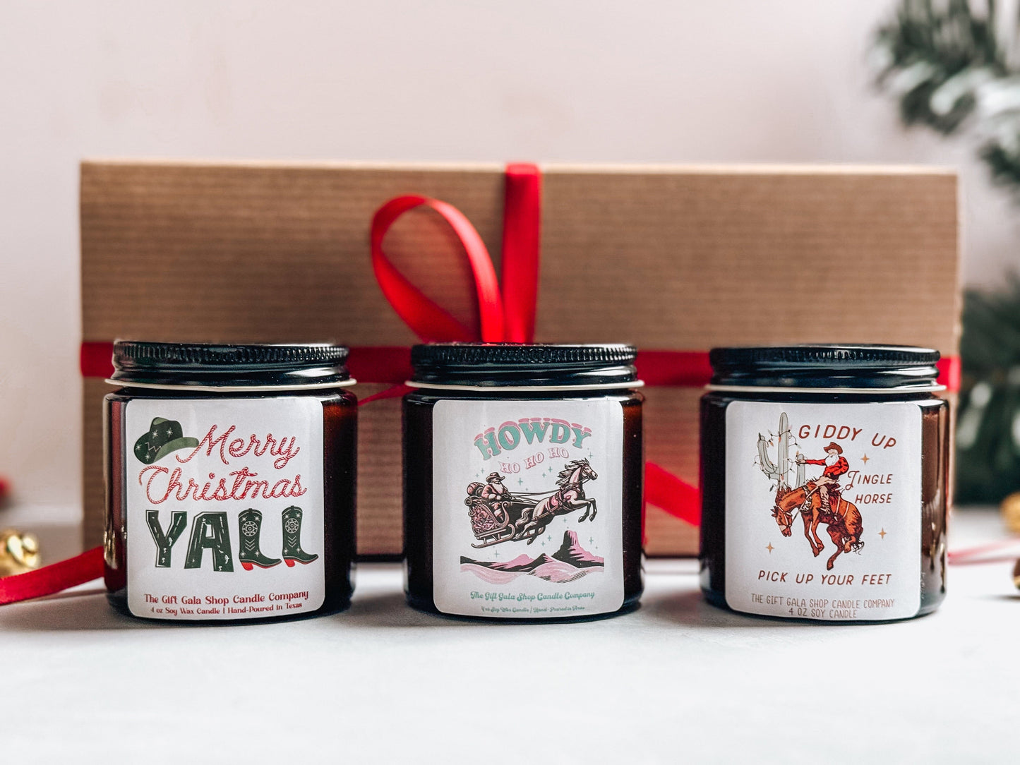 Western Christmas Candle Set | Christmas Candle Gift Box | Gift Idea for Her | Handmade Scented Candle The Gift Gala Shop Candle Co. 