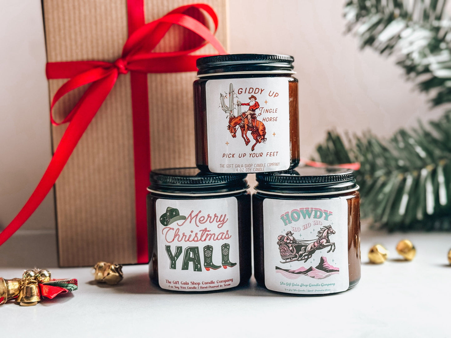 Western Christmas Candle Set | Christmas Candle Gift Box | Gift Idea for Her | Handmade Scented Candle The Gift Gala Shop Candle Co. 