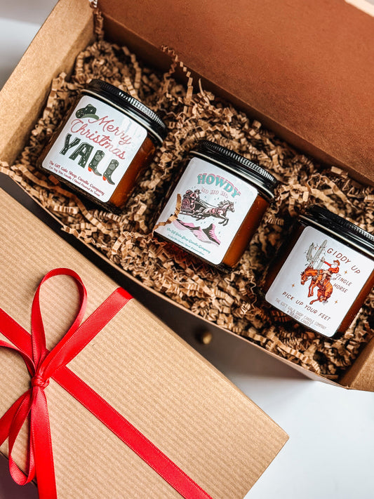 Western Christmas Candle Set | Christmas Candle Gift Box | Gift Idea for Her | Handmade Scented Candle The Gift Gala Shop Candle Co.