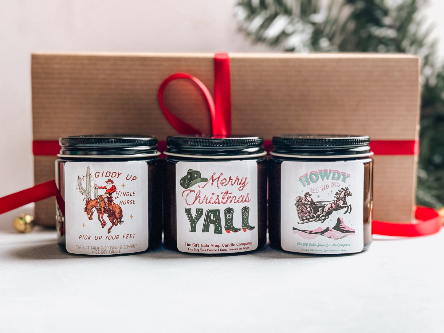 Western Christmas Candle Set | Christmas Candle Gift Box | Gift Idea for Her | Handmade Scented Candle The Gift Gala Shop Candle Co. 