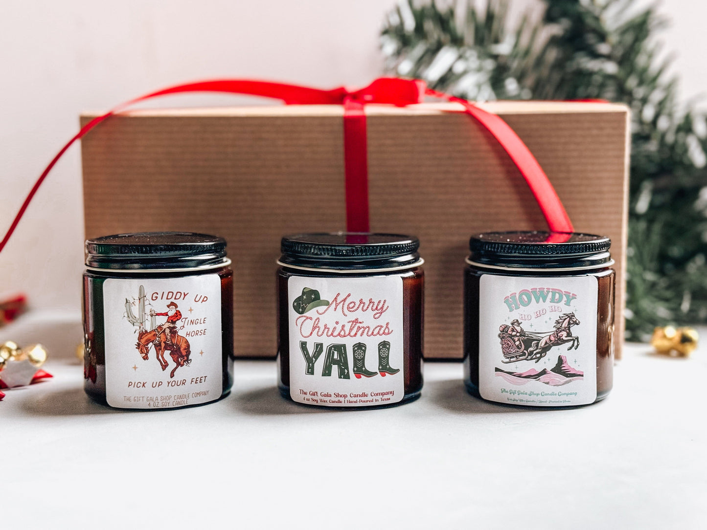 Western Christmas Candle Set | Christmas Candle Gift Box | Gift Idea for Her | Handmade Scented Candle The Gift Gala Shop Candle Co. 