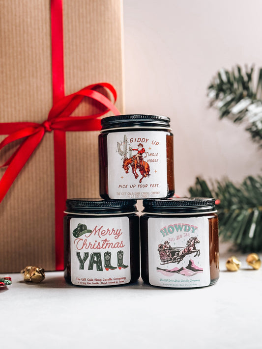 Western Christmas Candle Set | Christmas Candle Gift Box | Gift Idea for Her | Handmade Scented Candle The Gift Gala Shop Candle Co.