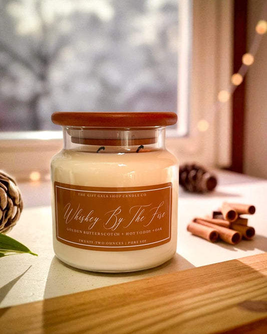 Whiskey By The Fire Soy Candle 22 oz | Large Holiday Candle | Cozy Winter Home Fragrance The Gift Gala Shop Candle Co.