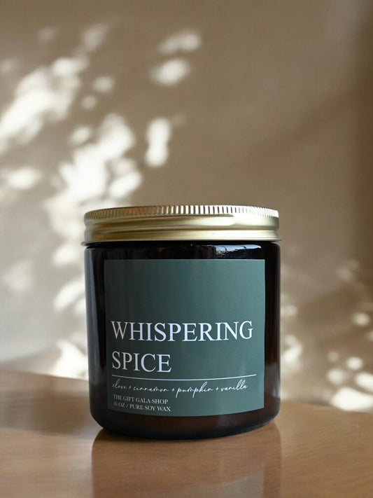 Whispering Spice Fall Candle – Toasted Pumpkin, Clove & Vanilla | Woven Autumn Collection | 16 oz Soy Candle Soy candle The Gift Gala Shop Candle Co.
