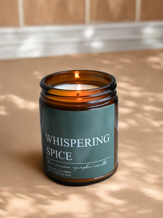 Whispering Spice Fall Candle – Toasted Pumpkin, Clove & Vanilla | Woven Autumn Collection | 9 oz Soy Candle Soy candle The Gift Gala Shop Candle Co.
