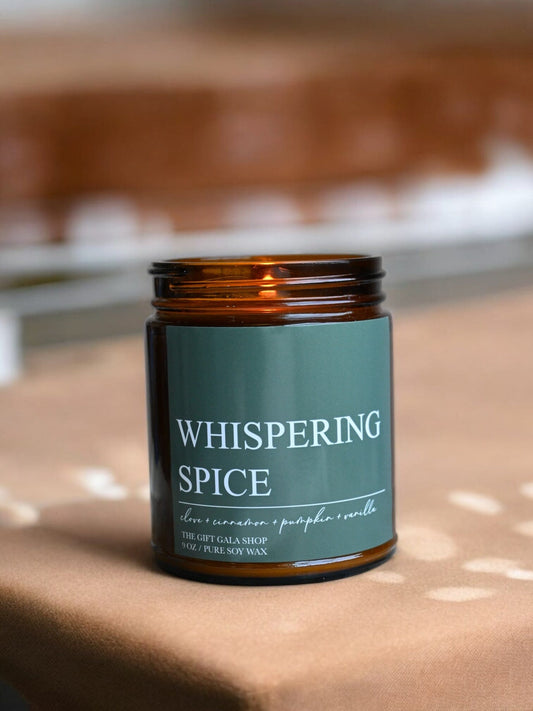 Whispering Spice Fall Candle – Toasted Pumpkin, Clove & Vanilla | Woven Autumn Collection | 9 oz Soy Candle Soy candle The Gift Gala Shop Candle Co.