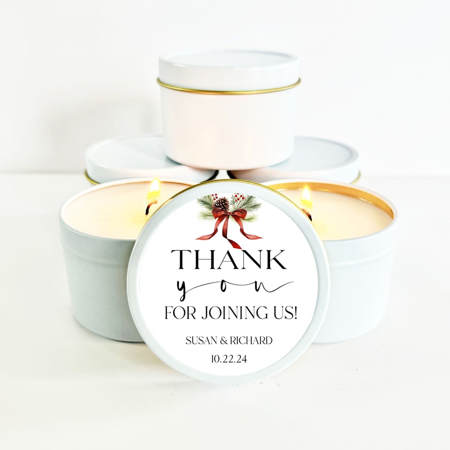 Winter Wedding Favor Candles | Set of 10 Tin Candle Favors for Guests | The Gift Gala Shop Candle Co. (Copy) Candle Favors The Gift Gala Shop Candle Co. 