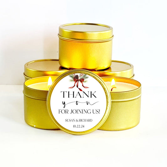 Winter Wedding Favor Candles | Set of 10 Tin Candle Favors for Guests | The Gift Gala Shop Candle Co. (Copy) Candle Favors The Gift Gala Shop Candle Co.