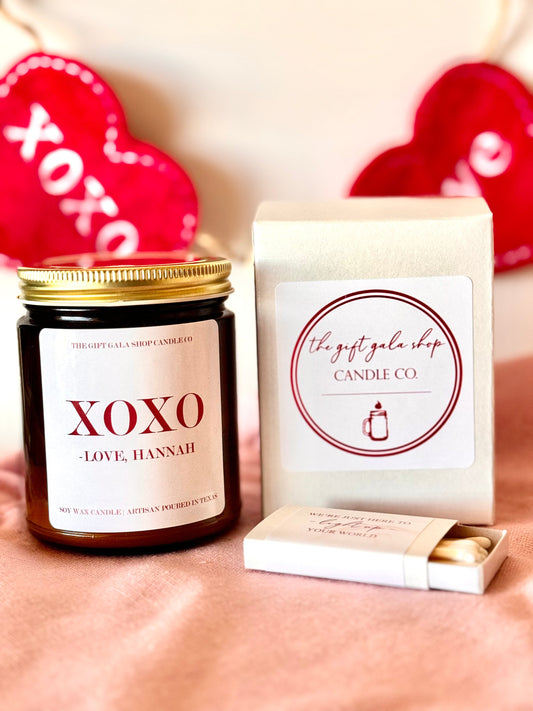 XOXO Personalized Valentines Day Candle | Valentines Gift Ideas Soy candle Thegiftgalashop 