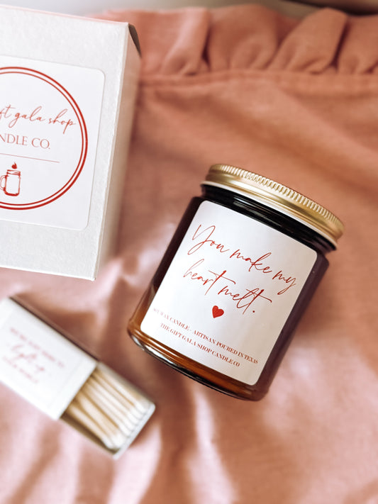 You Make My Heart Melt Candle | Valentines Gift Ideas for Him Soy candle Thegiftgalashop 