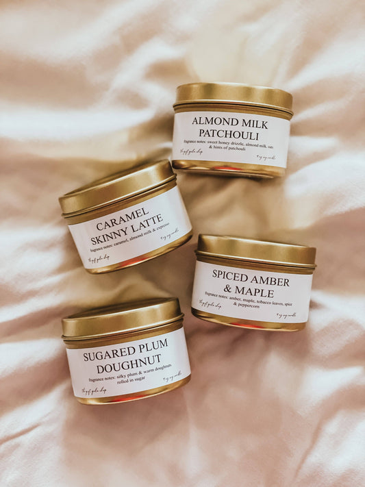 4 oz Gold Tin Soy Candles | Vegan Candles | Choose Scent Soy candle Thegiftgalashop