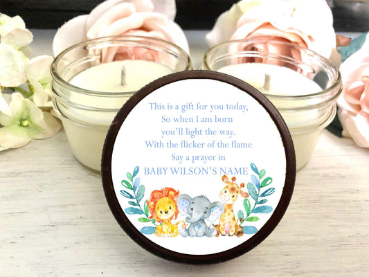 Animal Theme Baby Shower Candle Favors | Zoo Baby Shower Decor | The Gift Gala Shop candle favors Thegiftgalashop 
