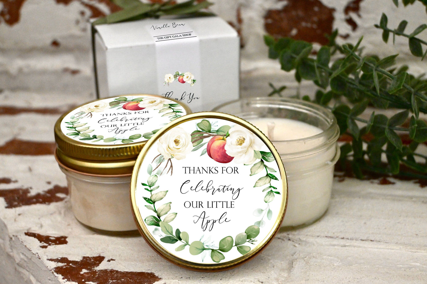 Apple of Our Eye Baby Shower Favors | Apple Baby Shower Candles | The Gift Gala Shop candle favors Thegiftgalashop 