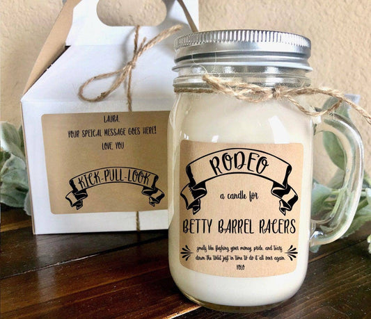 Barrel Racer Candle Gift | Rodeo Lover Gift | Betty Barrel Racer Thegiftgalashop 