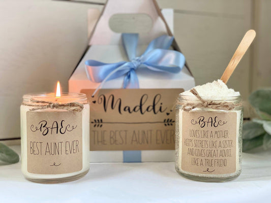 Best Aunt Ever Gift Box | Personalized Auntie Candle Thegiftgalashop 