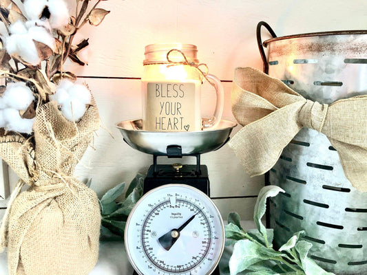 Bless Your Heart Candle | Hand Poured Soy Candle Decor | Southern Charm Decor Thegiftgalashop 