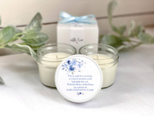 Blue Floral Candles for Baby Shower | Boy Baby Shower Favor | The Gift Gala Shop Thegiftgalashop