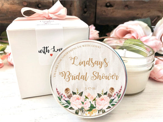 Blush Bridal Shower Favors | Set of 6 Dusty Rose Wedding Favors | The Gift Gala Shop candle favors Thegiftgalashop 