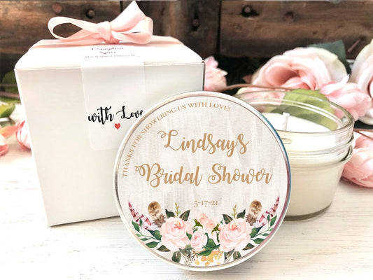 Blush Bridal Shower Favors | Set of 6 Dusty Rose Wedding Favors | The Gift Gala Shop candle favors Thegiftgalashop