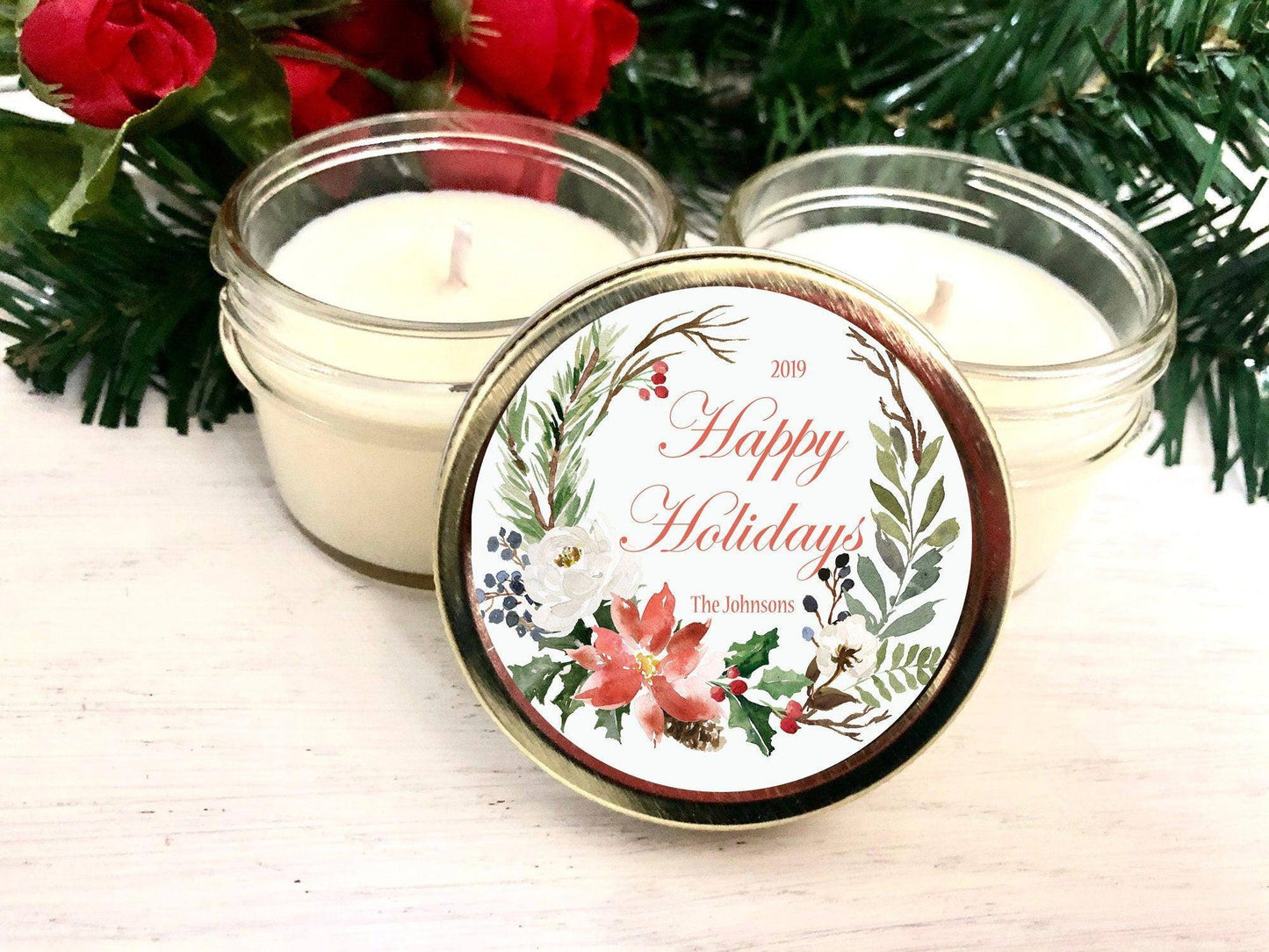 Christmas Gifts, Christmas Personalized Candle Favors, Christmas