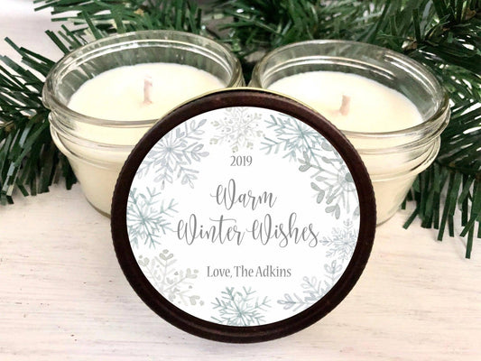 Bulk Gifts for Coworkers | Warm Winter Wishes Soy Candles candle favors Thegiftgalashop 
