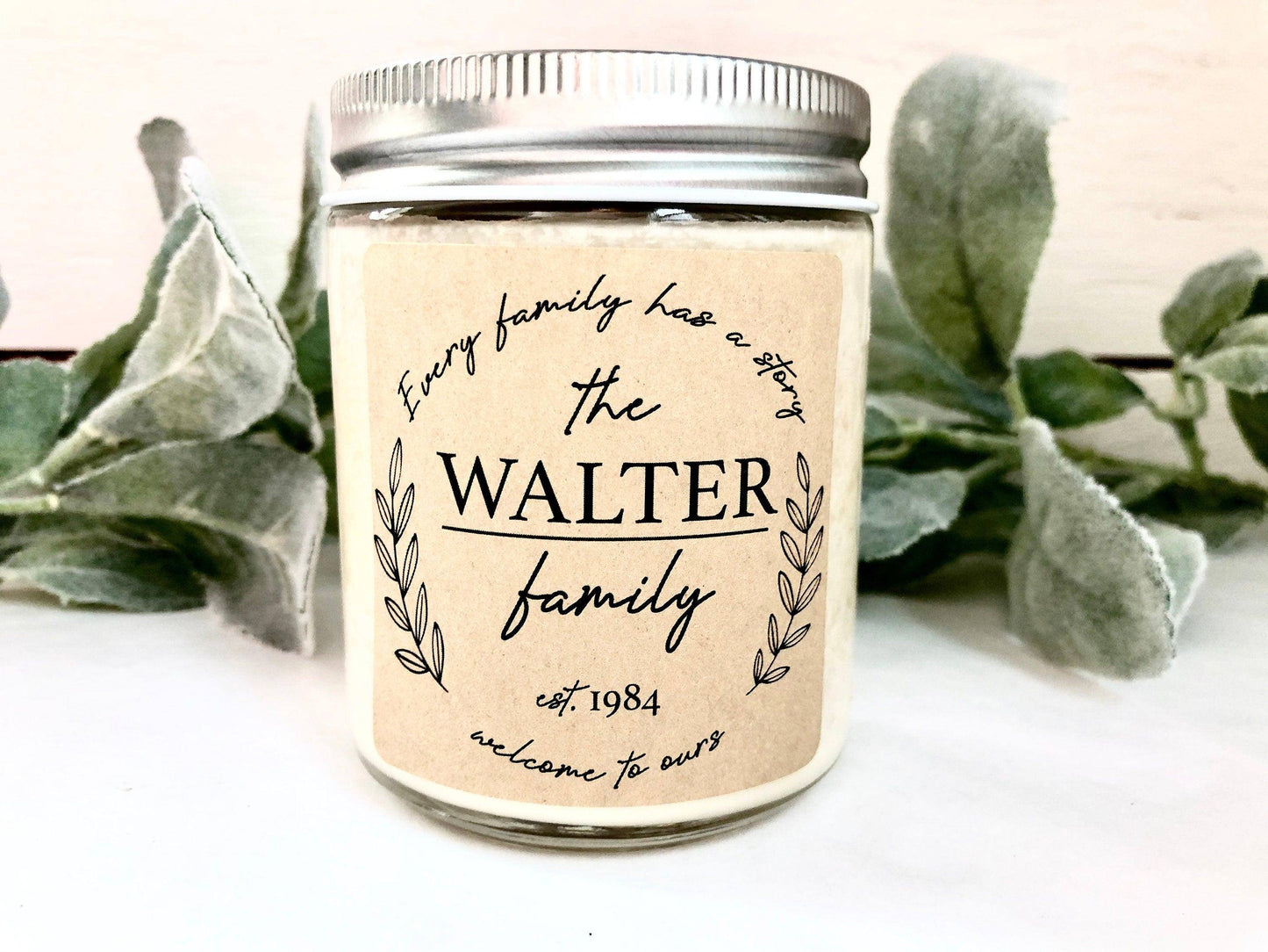 Every Family has a Story Candle | Personalized Family Name | Est. Gift Thegiftgalashop 