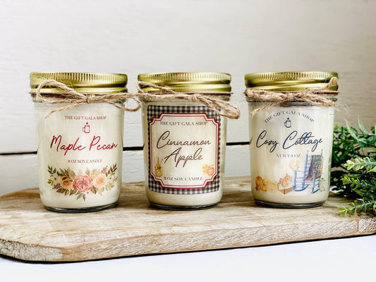 Fall Candle Gift Box | Set of 3 Fall Candles | Soy Candles Handmade Thegiftgalashop