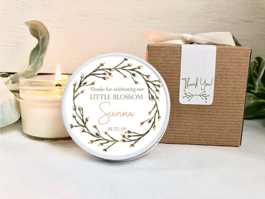 Girl Baby Shower Candle Favors | Little Blossom Shower | The Gift Gala Shop Thegiftgalashop 