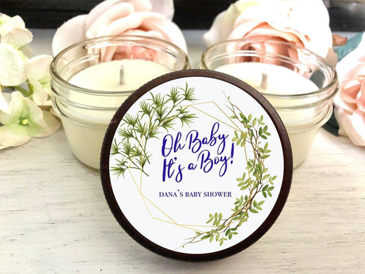 Greenery Baby Shower Favors | Oh Baby Its A Boy | The Gift Gala Shop candle favors Thegiftgalashop