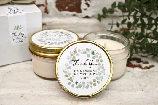 Greenery Bridal Shower Favors | Eucalyptus Candle Favors | The Gift Gala Shop candle favors Thegiftgalashop